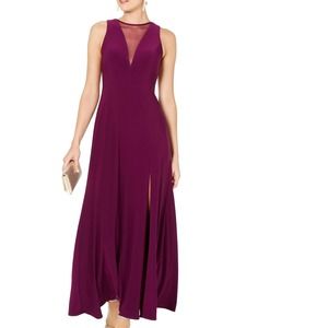 NWT: Nightway Women Dress -  Berry Purple Size 4 Illusion V-Neck Jersey Gown